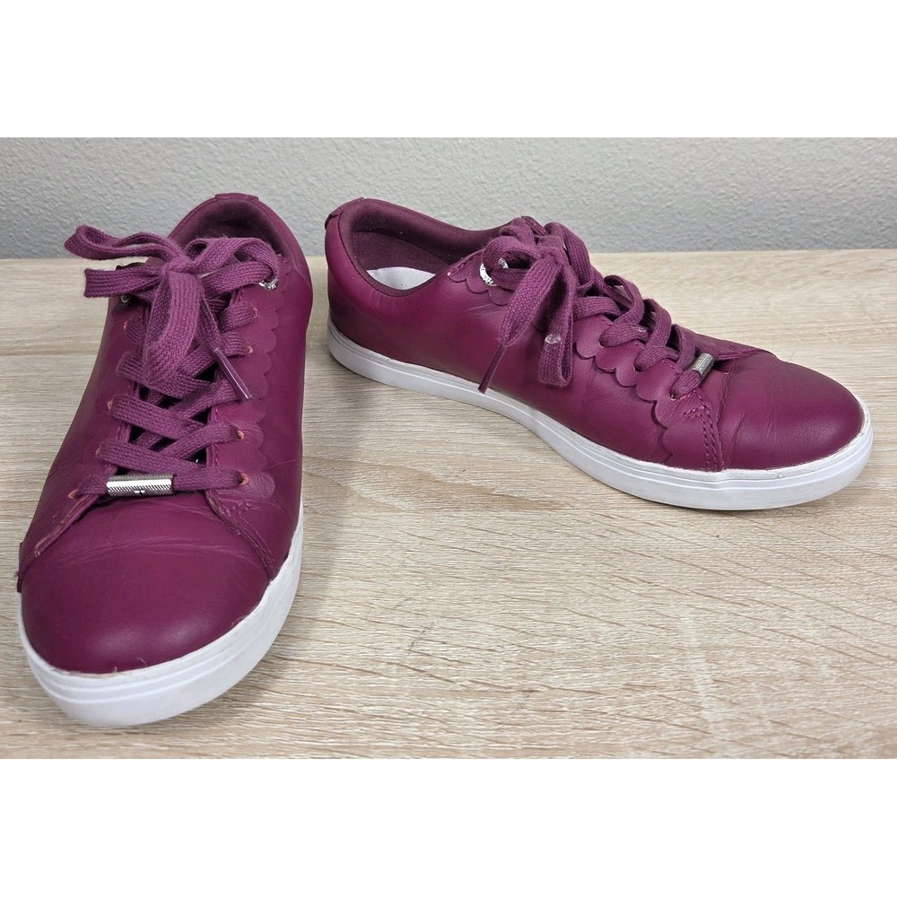 Ted Baker Feeki Scallop Leather Sneakers Magenta Pink Low Top Shoes US 5.5